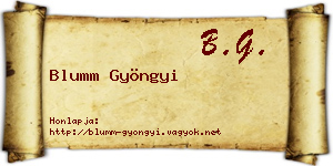Blumm Gyöngyi névjegykártya